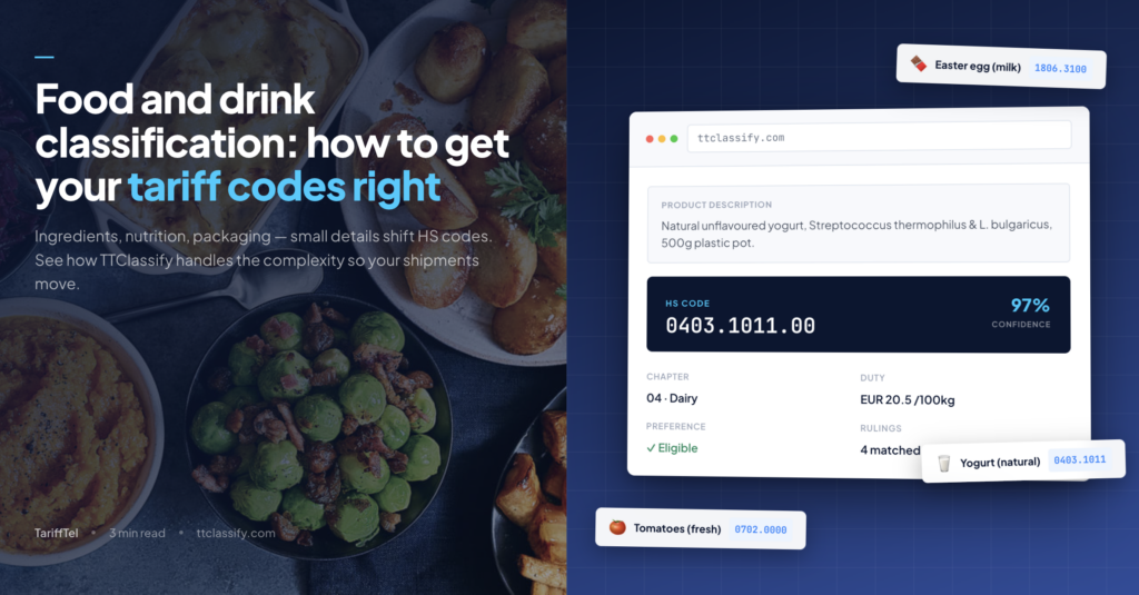 Food and drink classification